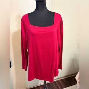 Lane Bryant Bold Red Long Sleeve Top